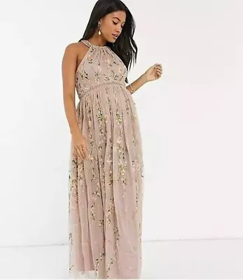 ASOS Maternity Embroidered Floral Maxi Occasion Bridesmaid Party Dress SIZE 14 • £60