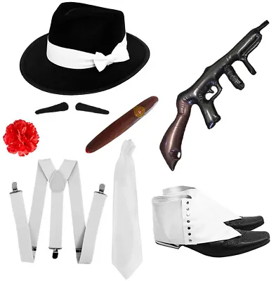 1920s Gangster Fancy Dress Mens Costume Set Al Capone Mafia Godfather Outfit • £11.99