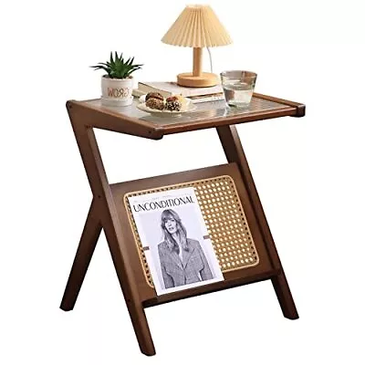 Tiita Rattan Side Table Mid Century Nightstand Bamboo Accent Bedside Tables G... • $89.37