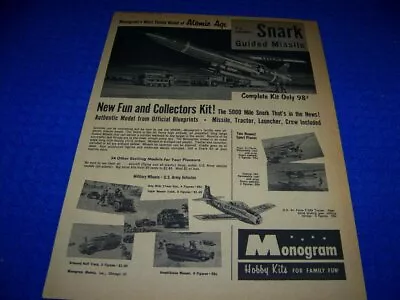 Vintage..1959 Monogram Hobby Kits Snark Missile..1-page Sales Ad..(49aa) • $7.99