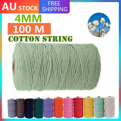$9.59 • Buy 3/4/5/6mm Macrame Cord Rope Natural Cotton Twiste Cord String Artisa Hand Craft