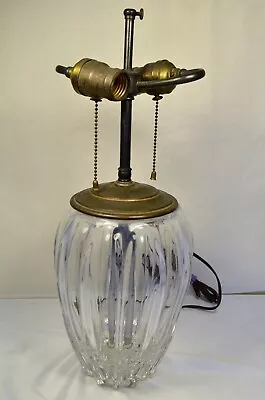 Vintage Art Deco Era Fluted Crystal Glass 2-Bulb Lamp Working As-Is No Shade • $24.99