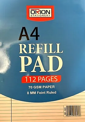 A4 Refill Pad 112 Pages Feint Ruled And Margin Pad (White 56 Sheet ) Pack Of 2 • £7.99