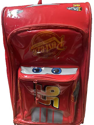 Disney Store Cars Lightning McQueen 3D Cabin Suitcase Bag Wheels Kids Handle • $30