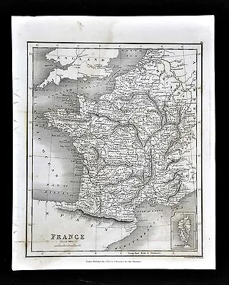 1827 Neele Map - France - Paris Marseille Bordeaux Tours Orleans Mt. Blanc Alps • $9.99