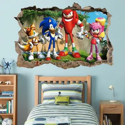 $11.89 • Buy Sonic The Hedgehog 3D Smashed Wall Decal Removable Wall Sticker Tails Kids H181