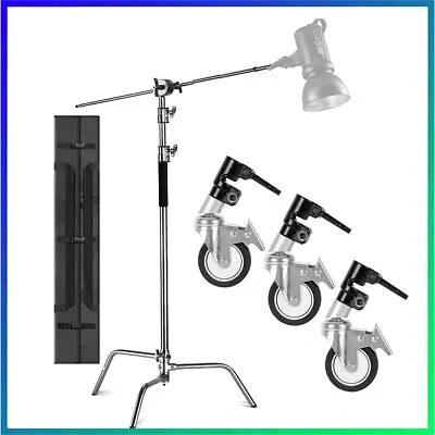 Upgraded Heavy Duty Stainless Steel C-Stand With Hold Boom Arm Grip Head Wheels • $178