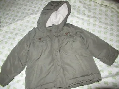 Euc Baby Gap Primaloft Army Green Hooded Winter Jacket Baby Boy 18 -24 M • $18.99