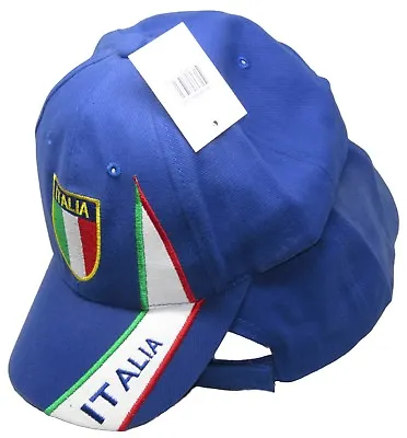 Italia Italy Country Royal Blue Embroidered Adjustable Cap Hat (RUF) • $12.88