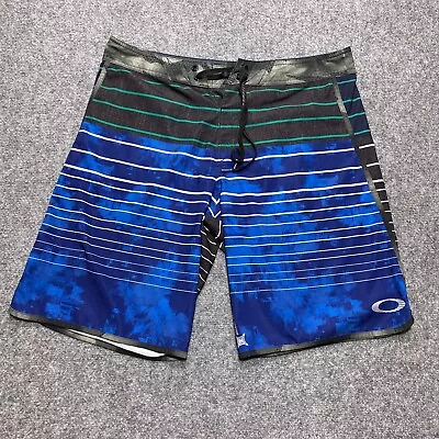 Oakley Shorts Mens 34 Blue Black Board Swim Surf Beach Drawstring • $12.71