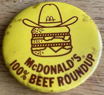 Vintage McDonald’s 100% Beef Roundup Big Mac Cowboy Badge • £4.99