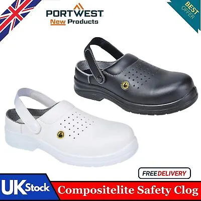 Portwest FC03 Compositelite Safety Workwear Non Metallic Clog ESD Perforated • £36.99