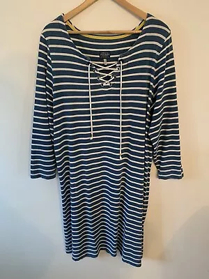 Joules Blue Breton Striped Dress Size 18 Rivieratie Nautical Sailor • £25