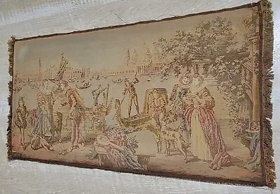 Vintage Antique Woven Tapestry Wall Hanging Venice Italy 19 X 36 Made In Belgium • $700