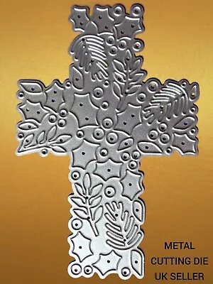 £5 • Buy Christmas Cross Religious Metal Cutting Die Holly Berries Card Making  UK SELLER