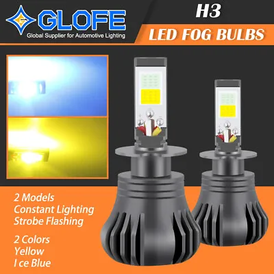 2pcs LED Driving Fog Light Bulbs Strobe Flashing Ice Blue / Golden Yellow H3 • $18.63