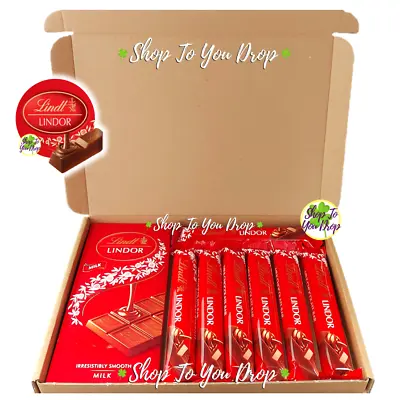 LINDT CHOCOLATE PERSONALISED HAMPER GIFT BOX Valentines Present Lindor Bars Milk • £11.95