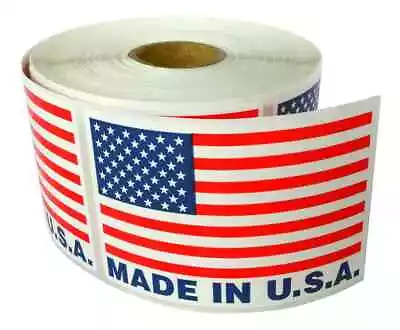 MADE IN USA Labels / Stickers- 2x3 (2  X 3 ) - (1) Roll Of 500 Pre-Printed Label • $11.99