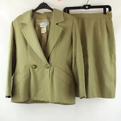 Yves Saint Laurent Variation Vintage Wool Blazer And Skirt Set In Khaki - US 8 • $32