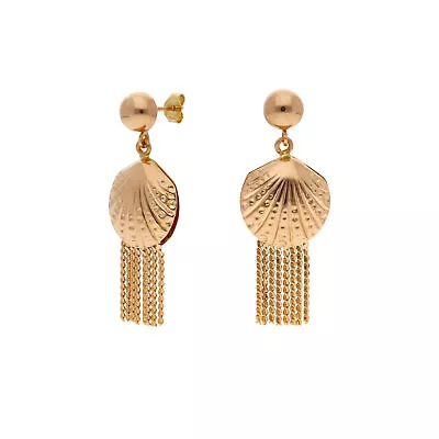 Pre-Owned 18ct Yellow Gold Shell & Tassle Drop Earrings 18ct Gold For Her • £544.50