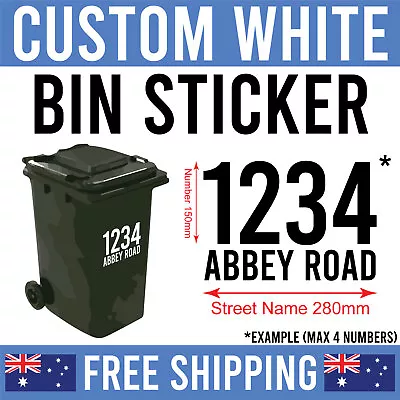 Personalized Bin Sticker-Custom Street Name & Number-Decal For Wheelie Bins • $3.95