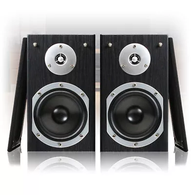Home HIFI Cinema Bookshelf Speakers (Pair) Surround Sound System - Black 140W • £37.99