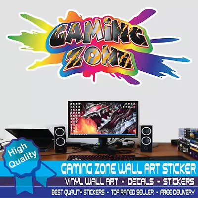 Gaming Zone Wall Sticker X Box One PS 4 5 Gamer Vinyl Decals Kids Childs Bedroom • £6.49