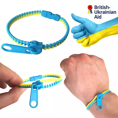 2 Sensory Zipper Fidget Bracelet Ukraine Zip Toys Stress Anxiety Relief ADHD ASD • £2.99