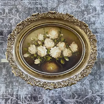 Vintage Original Still Life Floral Oil Painting Gold Frame Artistic Interiors • $65