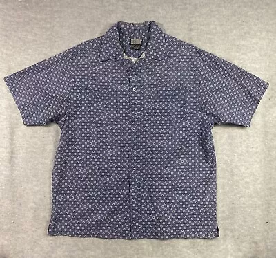 VTG Knightsbridge Shirt Mens L Rockabilly Bowling Mod Blue Short Slv Button Down • $17