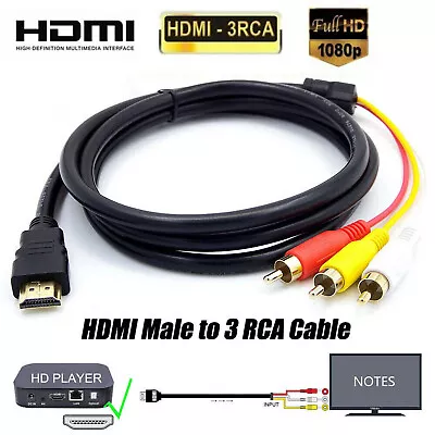 $6.99 • Buy HDMI Male To 3 RCA RGB Male AV Video Audio Adapter Cable For DVD Player, HDTV 