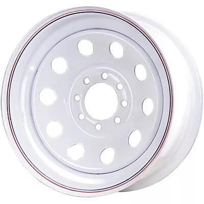 16x6 8 On 6.5 Modular Steel Trailer Wheel - White With Pin Stripes • $85.97