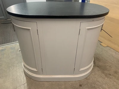 £2995 • Buy Neptune Freestanding Kitchen Pill Shaped Island With Black Stone Worktop ￼￼