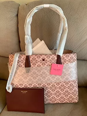 NWT Kate Spade Spade Flower Coated Canvas All Day Large Tote W/ Pouch PINK MULTI • $149