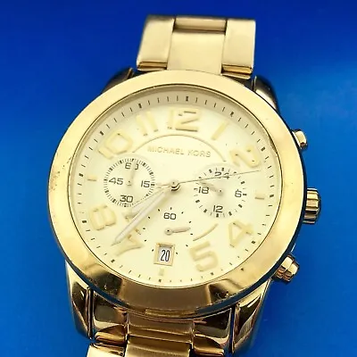 Michael Kors Unisex MK5726 The Mercer Gold Chronograph Bracelet Wrist Watch Runs • $75