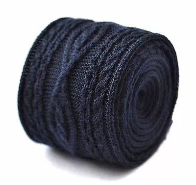 Frederick Thomas Knitted Silk Mens Tie - Dark Navy Blue - Cable Knit Skinny • $20.20