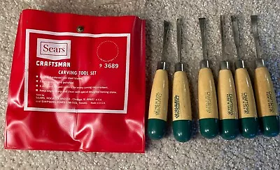 Vintage Craftsman Wood Carving Chisels Tool Set & Pouch 6 Pc # 3689 • $39
