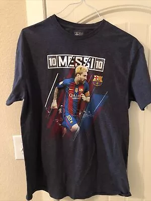 FCB Brand FC Barcelona Lionel Messi #10 Print Athletic Soccer T Shirt Men Size X • $12.95