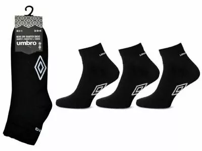 Mens Official Umbro Black Crew Sports Shoe Liner Cotton Rich Trainer Socks 6-11 • £7.99