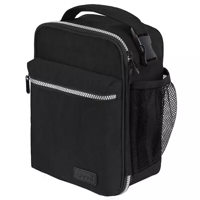 Sachi Explorer 28cm Insulated Lunch Storage Bag W/ Bottle Holder/Pocket Black • $32