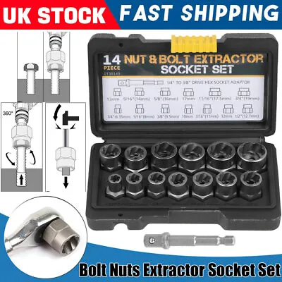 Damaged Impact Screw Removal 14PCS Bolt Nut Extractor Twist Socket Tool Kit Set • £15.99
