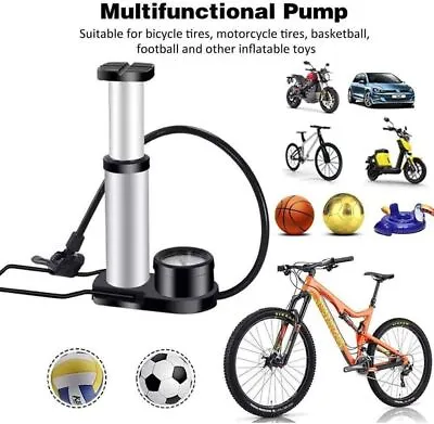 Portable Mini Bike Foot Activated Pump With Pressure Gauge Bicycle • $11.56