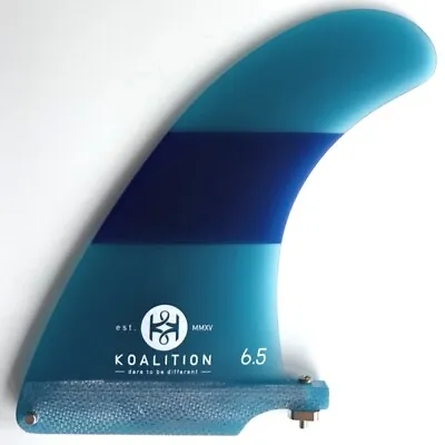 Koalition California Longboard Fin 6.5 Inch Blue Stripes NEW Surfboard • £59.95