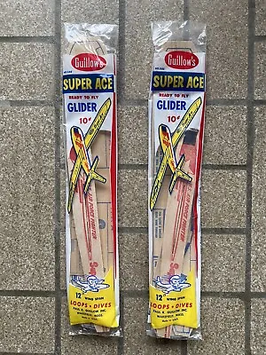 Pair Of 1965 Vintage Guillow Balsa Wood Flying Gliders 12  Wingspan • $14.98
