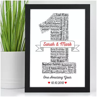 £15.95 • Buy Personalised 1st First Wedding Anniversary Gifts Husband Wife Paper Anniversary