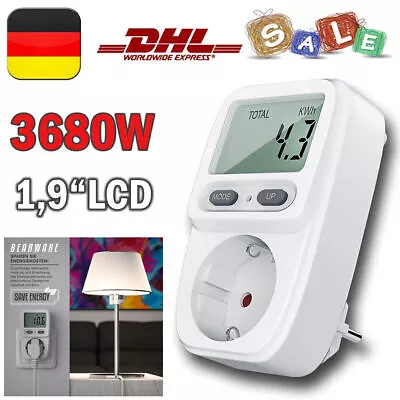 Energy Cost Meter Electricity Consumption Meter 3680W 1.9  LCD Display White DE • $18.25