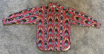 VTG Vintage Banjo Button Up Dress Shirt Men’s Size S Native Aztec Made In USA  • $29.99