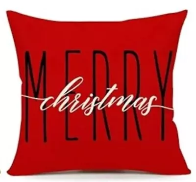 Merry Christmas Tree Christmas Linen Throw Pillow Cover Winter Holiday Decor • $13.08