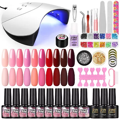 Complete Gel Nail Polish Set With UV LED Lamp 10pcs Nail Varnish Set Manicure US • $17.49