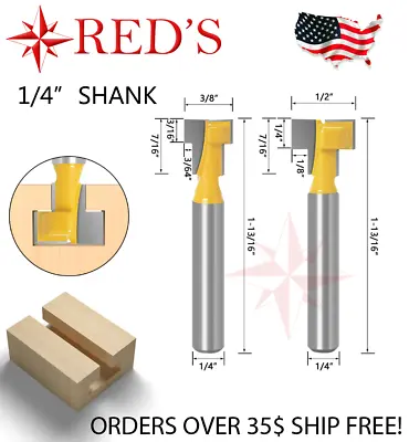 REDS Y72169-4 - 1/2 And 3/8 T Slot Router Bit 2 Bit Set 1/4  Shank • $4.99